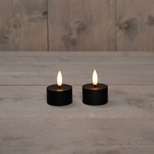 Theelicht 3d vlam d4h5cm zwart - afbeelding 2