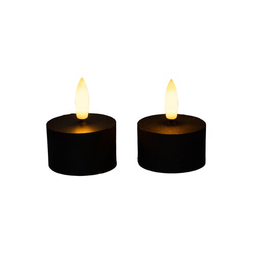 Theelicht 3d vlam d4h5cm zwart - afbeelding 1
