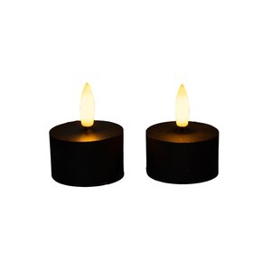 Theelicht 3d vlam d4h5cm zwart - afbeelding 1