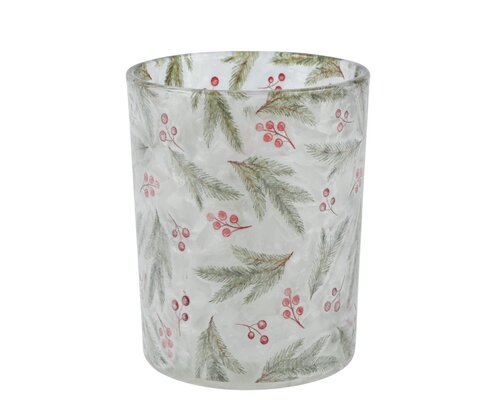 Theelichthouder glas kersttak - D 10 x H 12 cm
