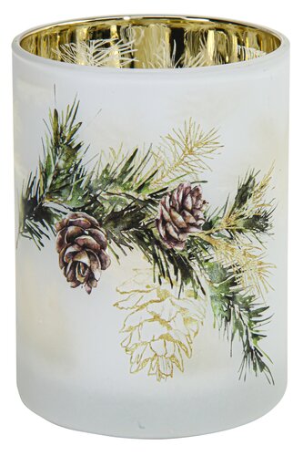 Theelichthouder glas 'Pine' D 18 x H 24 cm