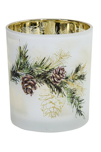 Theelichthouder glas 'Pine' D 9 x H 10 cm