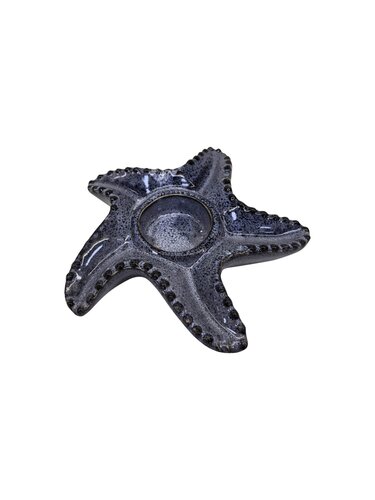 Theelichthouder Ster Donkerblauw - 16 x 16 x 3cm Blauw