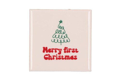 Tile Merry First Christmas L 10 x B 10 cm