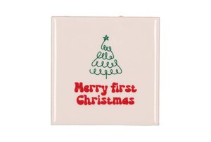 Tile Merry First Christmas L 10 x B 10 cm