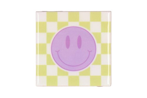TILE SMILEY PURPLE/GREEN/WHITE 10X10X1CM