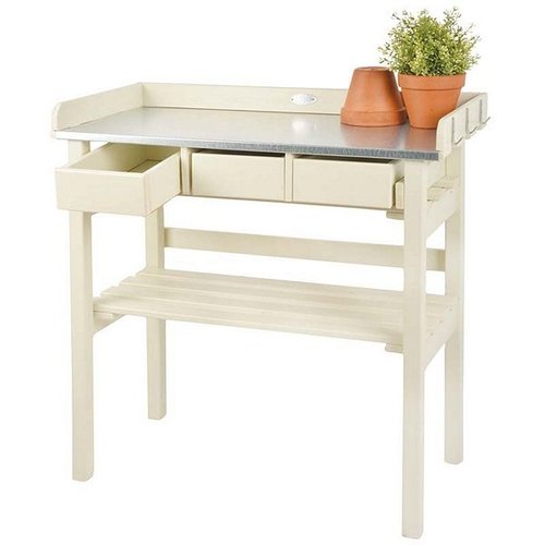 Tuinwerktafel met lades wit