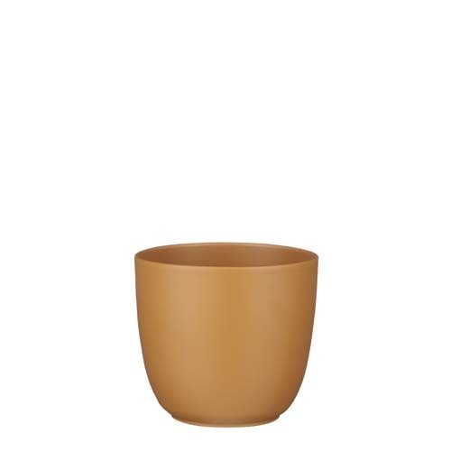 Tusca pot rond bruin mat - h16xd17cm