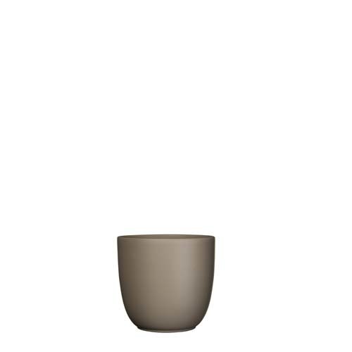 Tusca pot rond taupe mat - h11xd12cm