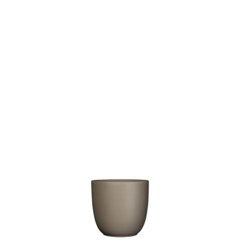 Tusca pot rond taupe mat - h7,5xd8,5cm