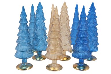 Twinkle Blue Glass Tree Metallic Ass 9 x 35 cm