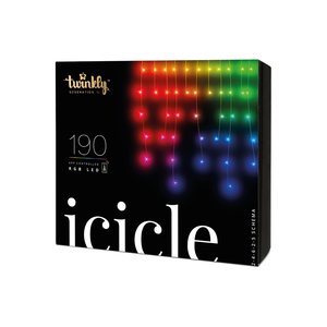 Twinkly icicle 190L RGB - 5mx0,6m- 5,5m lead transparant - afbeelding 1