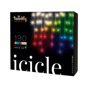 Twinkly icicle 190L RGB/warm white - 5mx0,6m- 5,5m lead trans