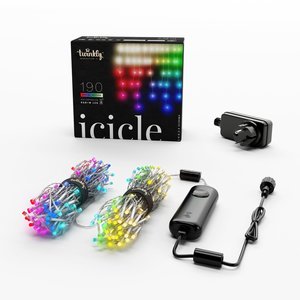 Twinkly icicle 190L RGB/warm white - 5mx0,6m- 5,5m lead trans - afbeelding 2