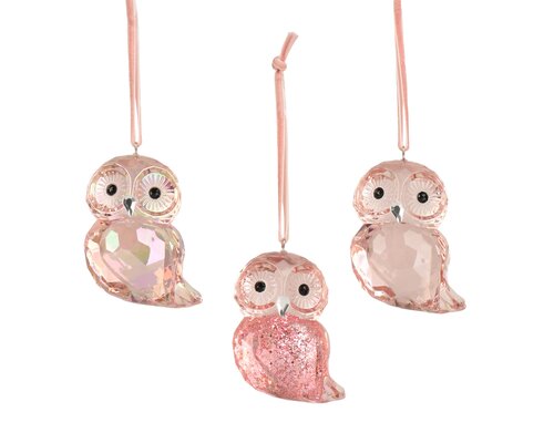 Uil kunststof - L5,5xH6,5cm Roze - 3 Varianten