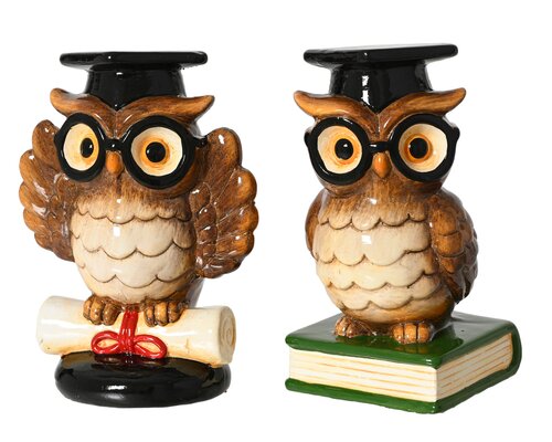 Uil terracotta - B12,5xH17,5cm Bruin - 2 Varianten
