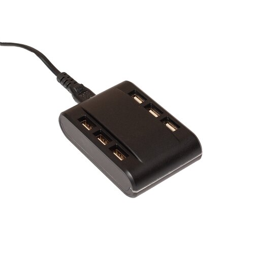 USB oplader met 6 poorten zwart
