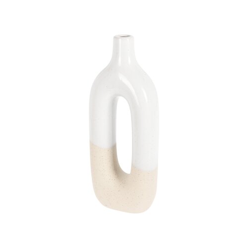 Vaas aardewerk organisch wit/beige - H 39 cm