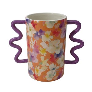 Vaas D 13 x H 21 cm orange flowers