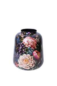 Vaas dark flowers large - D 27 x H 33 cm