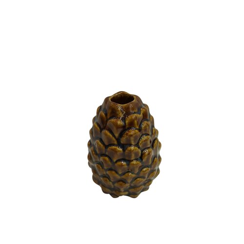 Vaas dennenappel D 8 x H 12 cm retro light brown