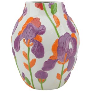 Vaas handgeschilderde bloemen - D 20,5 x H 24,7 cm - afbeelding 2