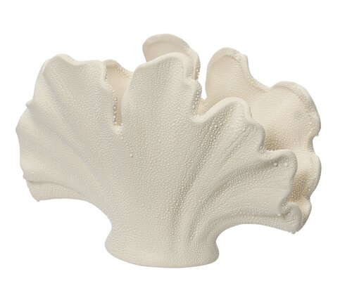 Vaas keramiek koraalvorm crème - L 13 x B 26 x H 18 cm