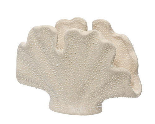 Vaas keramiek koraalvorm crème - L 7,5 x B 15 x H 10 cm