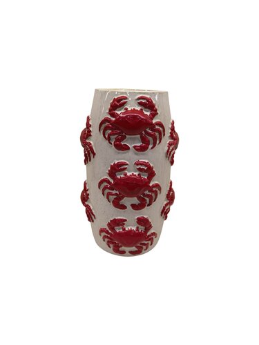 Vaas Krab - D15 x H25cm Rood/Wit