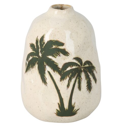 Vaas met palboom print - D 19 x H 22 cm - afbeelding 1
