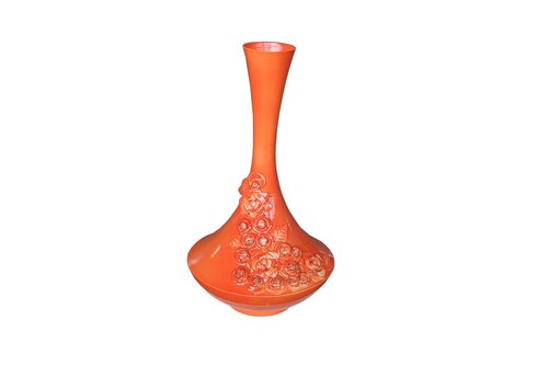 Vaas metaal D 26,5 x H 47 cm orange