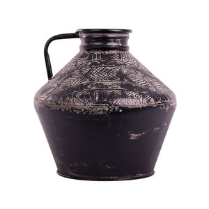 Vaas Metaal Vintage Black - H 33 x D 33 cm - afbeelding 1