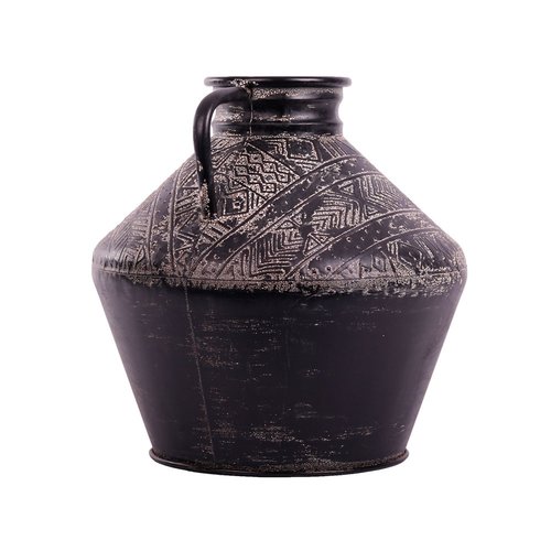 Vaas Metaal Vintage Black - H 33 x D 33 cm - afbeelding 2