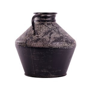 Vaas Metaal Vintage Black - H 33 x D 33 cm - afbeelding 2