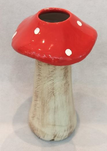 Vaas paddenstoel D 7 x H 12 cm rood
