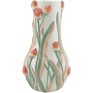 Vaas porselein handgeschilderde tulpen - D 15 x H 27 cm - afbeelding 1
