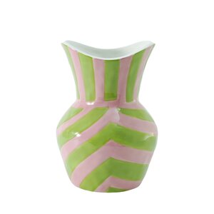 Vaas striped pink/green - D 16 x H 22 cm - afbeelding 1