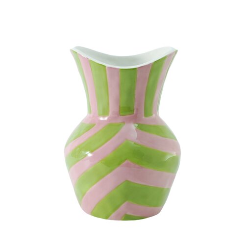 Vaas striped pink/green - D 16 x H 22 cm - afbeelding 2