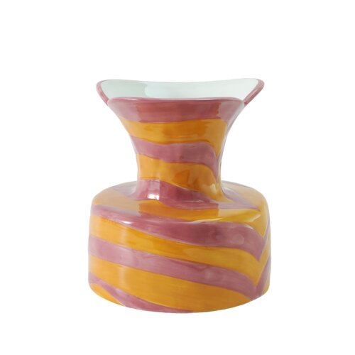 Vaas striped pink/orange - D 18 x H 18 cm - afbeelding 2