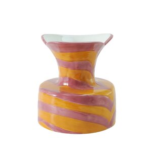 Vaas striped pink/orange - D 18 x H 18 cm - afbeelding 2