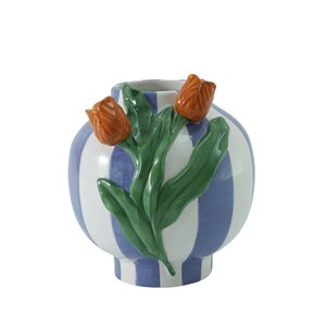 Vaas striped tulips - D 17 x H 19 cm - afbeelding 1