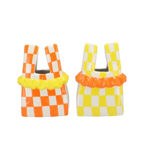 Vaas tasje Yfke oranje/geel - H 19 cm