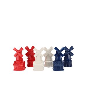 Vaasje Hollandse molen rood, wit of blauw - H 18 x B 9 x D 8 cm