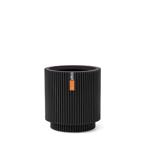 Vase cylinder Groove 15x17 black
