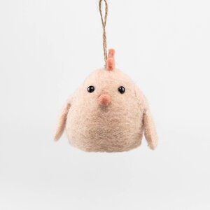 Vilten hanger kip H 10 cm roze