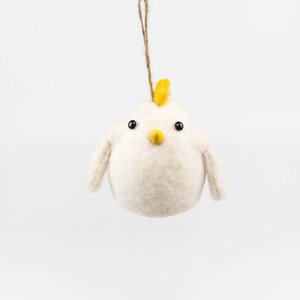 Vilten hanger kip H 10 cm wit