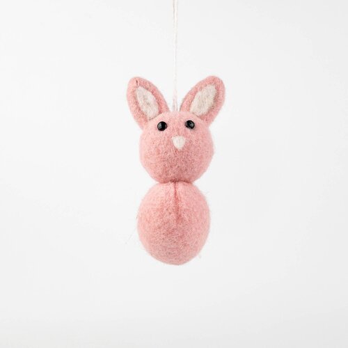 Vilten hanger konijn H 12 cm roze