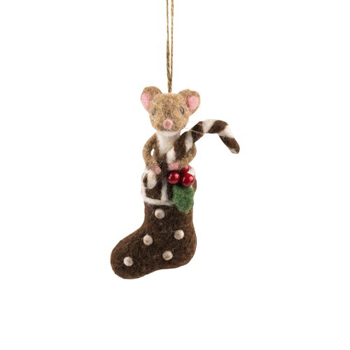 Vilten hanger muis in sok 13 cm