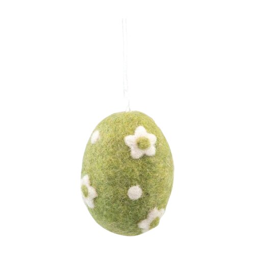 Vilten hanger paasei D 5 x H 8 cm groen - afbeelding 1