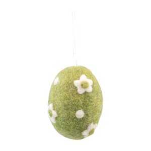 Vilten hanger paasei D 5 x H 8 cm groen - afbeelding 1